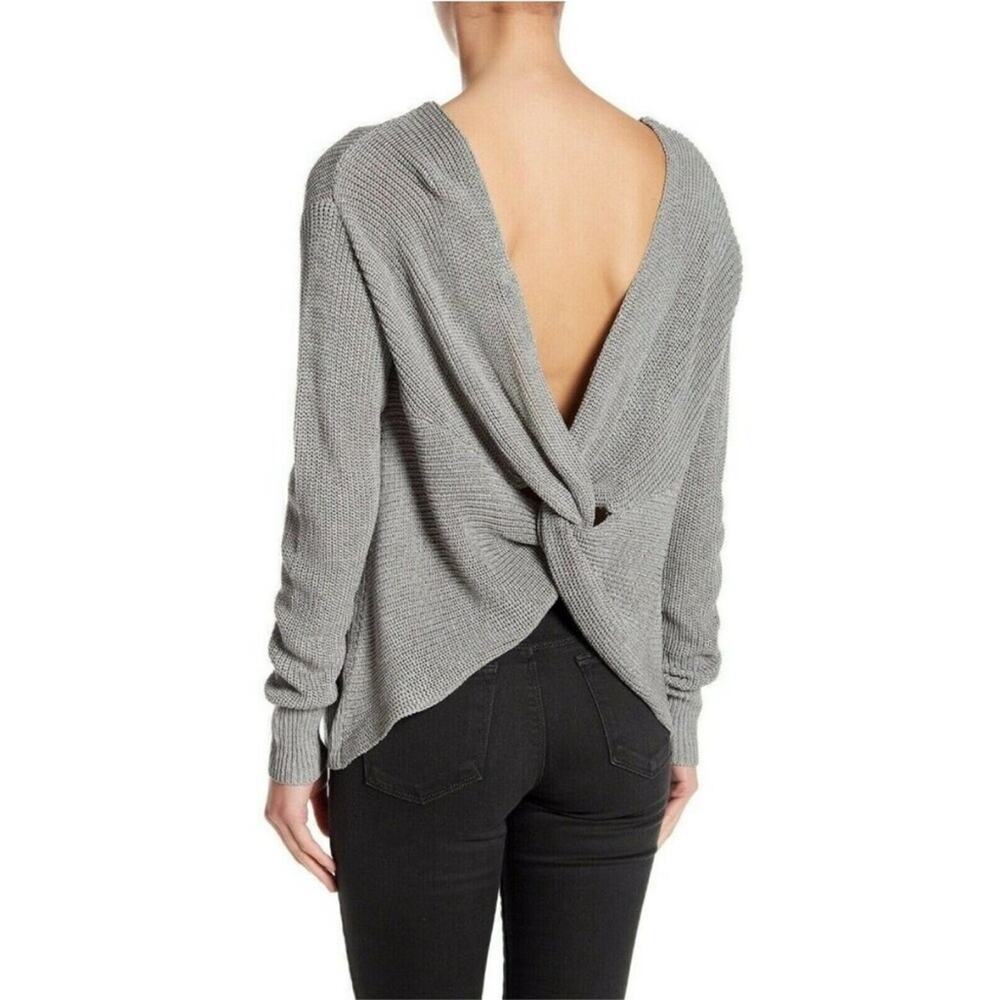 NEW Cotton Emporium Gray Knot Back Sweater, NWT, Size Small, MSRP $88